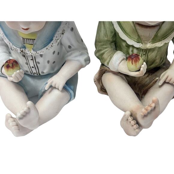 Andrea by Sadek Piano Babies #6162 Bisque Porcelain Figurines Set of 2 Vintage - Picture 6 of 7